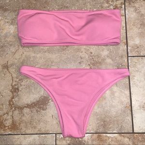 Pink strapless bikini